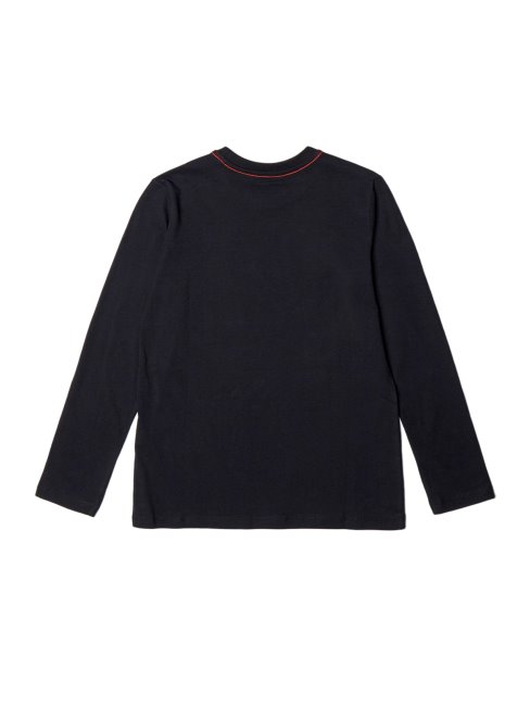 T-shirt à Logo à Manches Longues Pour Enfants Guess (7-14) Noir De Jais