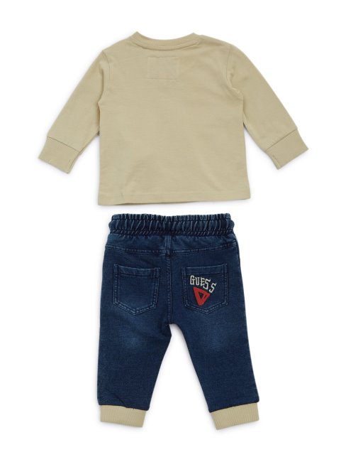 Tee Shirt Graphique Guess Et Pantalon Denim (0-24m) Gris Tealerium