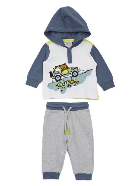 Ensemble Sweat à Capuche Et Pantalon Color-block (0-24m) Blanc/jaune/bleu Com Guess