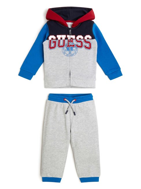 Haut Actif à Capuchon Et Pantalon (2-7) Combo Guess Gris Clair Et Rouge