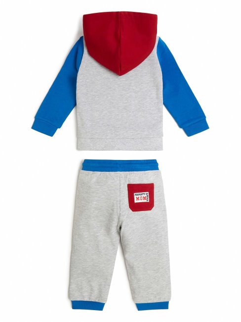 Haut Actif à Capuchon Et Pantalon (2-7) Combo Guess Gris Clair Et Rouge