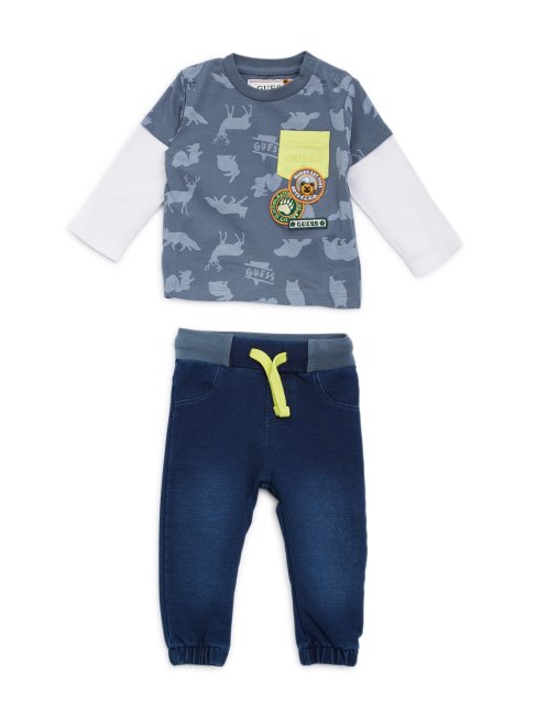 Ensemble T-shirt Graphique Et Jean Guess Combo Animaux Peints (0-24m)