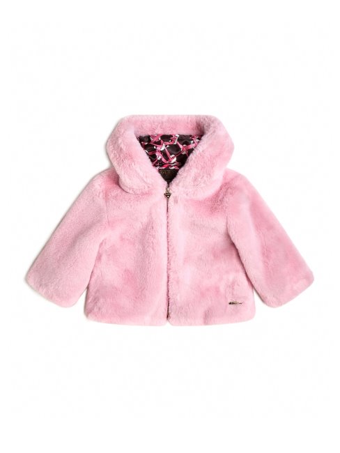Guess Taffy Rose Vestes En Fausse Fourrure à Capuche (3m-7)