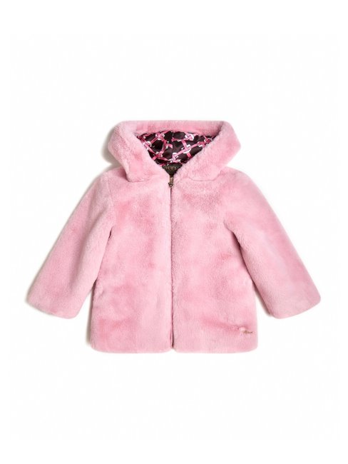 Guess Taffy Rose Vestes En Fausse Fourrure à Capuche (3m-7)