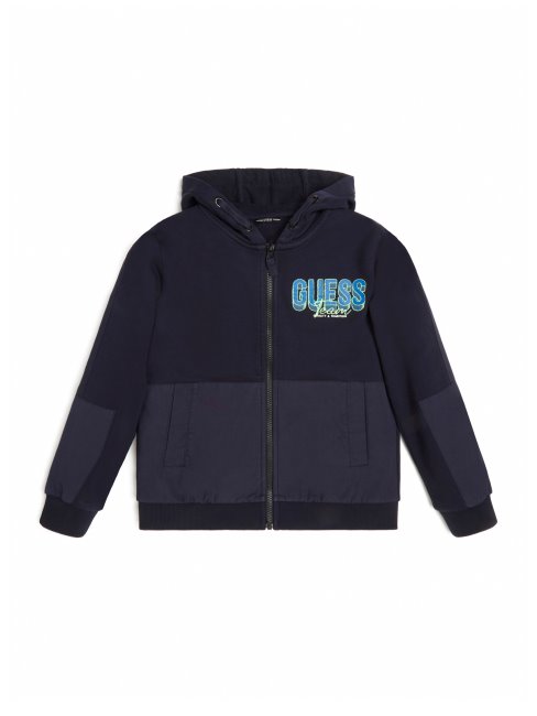 Sweat à Capuche Zippé Logo Guess (7-16) Bleu élégant