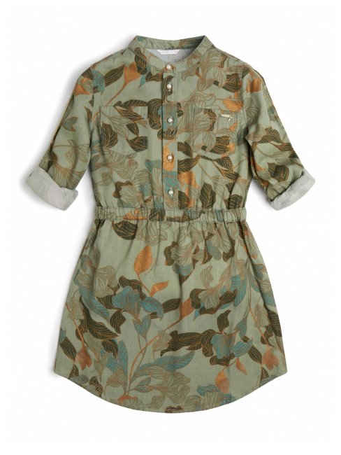 Guess Robe-chemise à Fausses Perles Feuillage Olive (7-14)