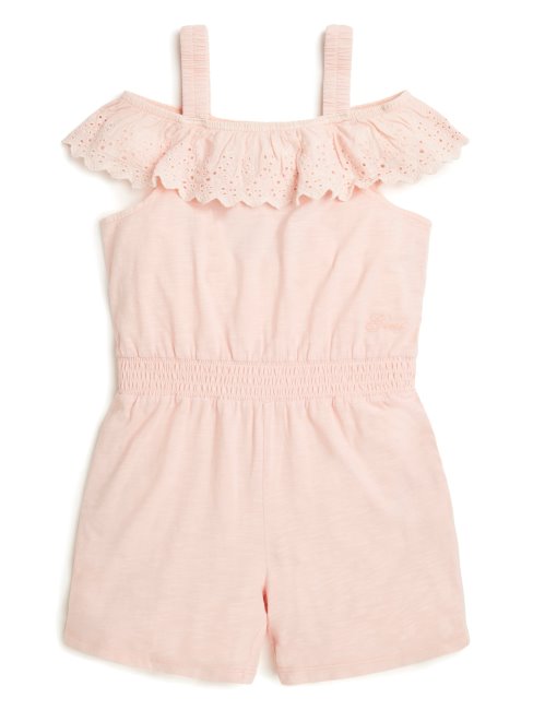 Barboteuse à Volants En Dentelle Sangallo Guess Crème Pêche (7-16)