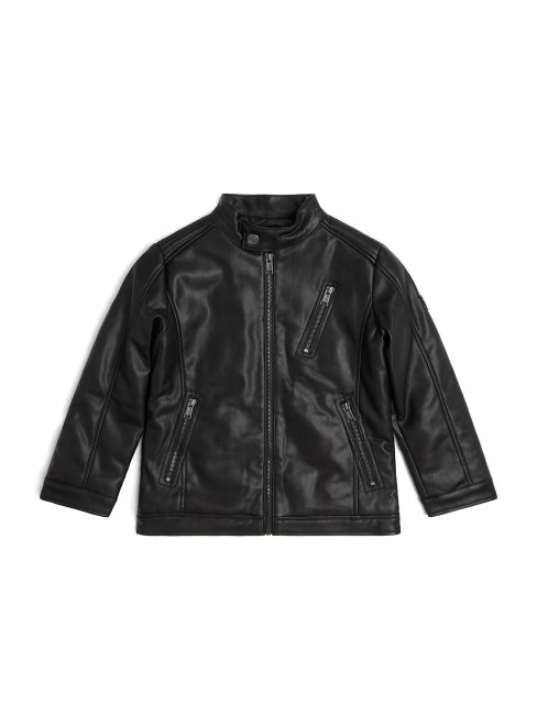 Guess Veste De Moto En Similicuir Noir De Jais (7-14)