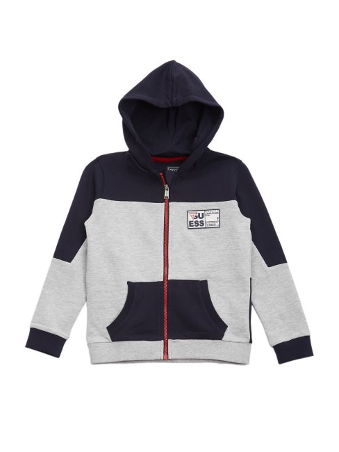 Hoodie Color-block Zippé (7-14) Bleu Et Gris Combo Guess