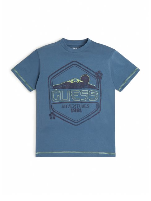 T-shirt Oversize à Logo Délavé Bleu Astéroïde (7-14) Guess
