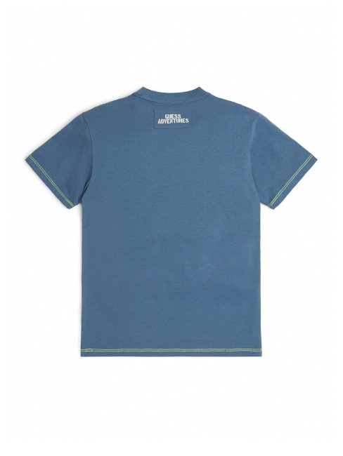 T-shirt Oversize à Logo Délavé Bleu Astéroïde (7-14) Guess
