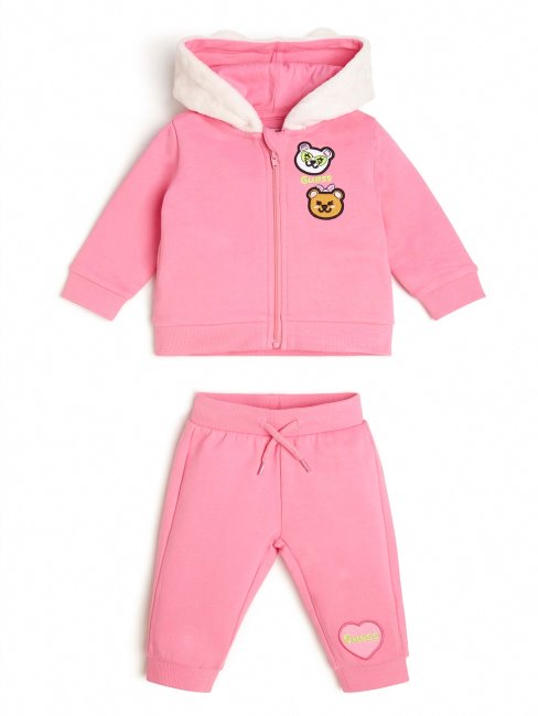 Ensemble Sweat à Capuche Et Pantalon Rose Nébuleuse Logo Coeur (0-24m) Guess