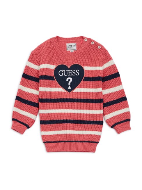 Robe Pull Rayé Bleu Marine/blanc/rouge (2-7) Guess