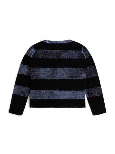 Pull En Laine à Rayures Guess (7-16) Bande Audacieuse Grise Et Noire