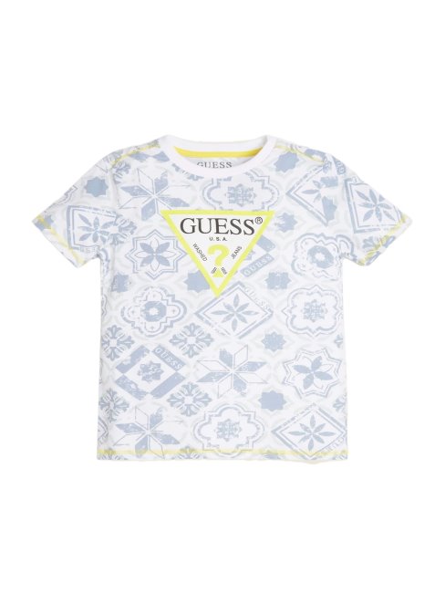 T-shirt Imprimé Logo En Caoutchouc (7-16) Carreaux Bleus Imprimé Guess