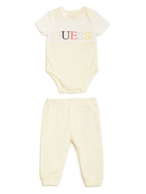 Guess Ensemble Body Et Pantalon (0-24m) Blanc Salé